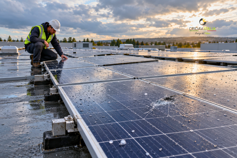danni per maltempo al fotovoltaico aziendale pannelli fotovoltaici danni per grandine e fulmini cridav italia